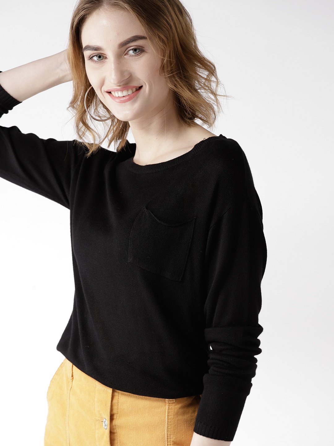 

Mast & Harbour Women Black Solid Pullover