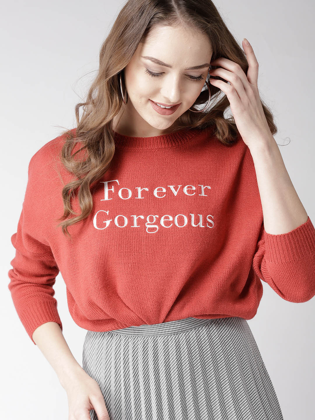 

Mast & Harbour Women Rust Red Embroidered Pullover
