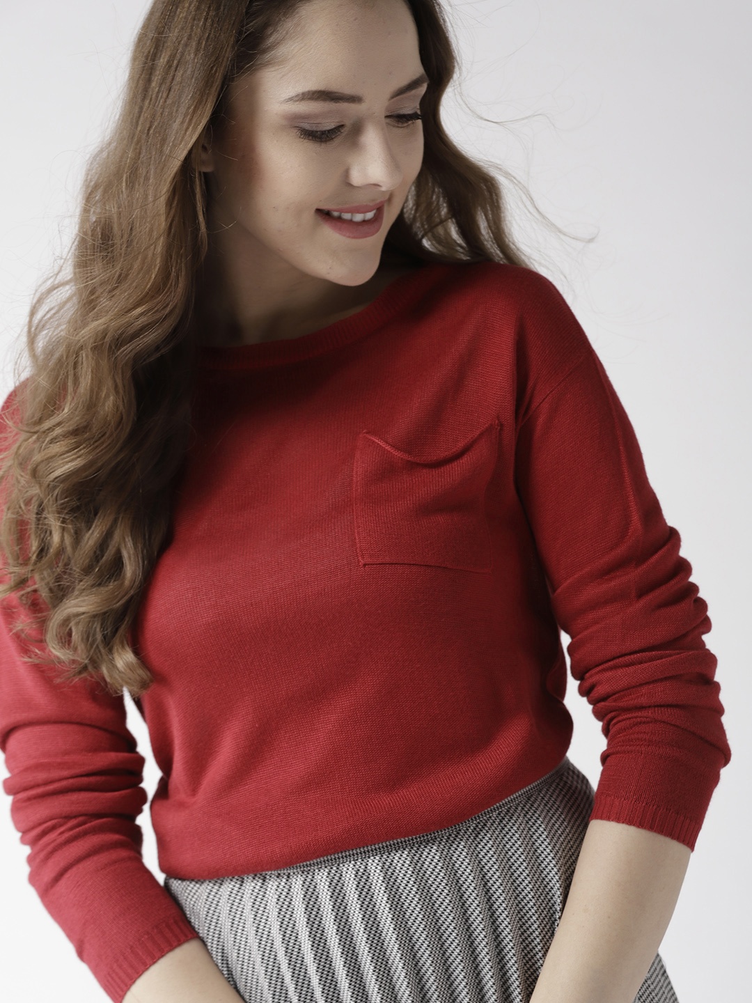 

Mast & Harbour Women Red Solid Pullover