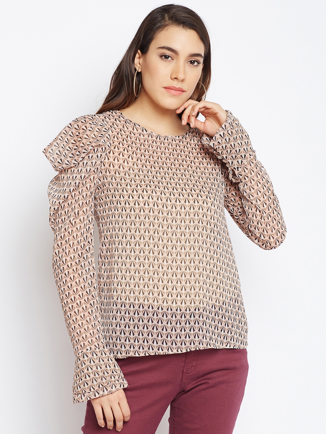 

Oxolloxo Women Beige Printed Top