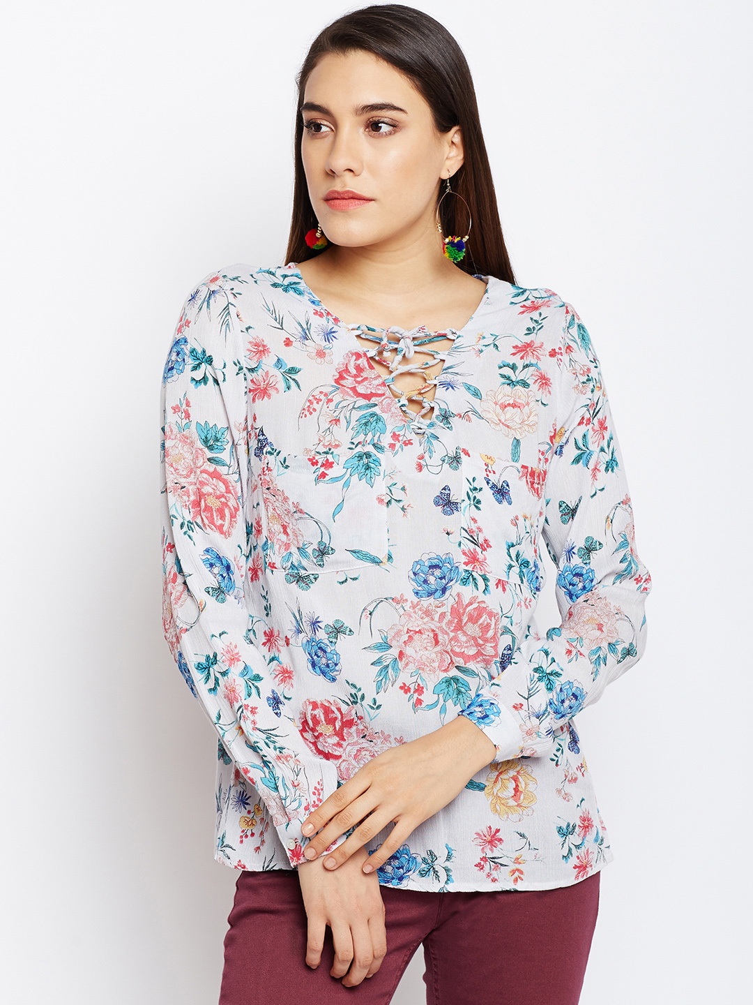 

Oxolloxo Women Off-White Printed Top