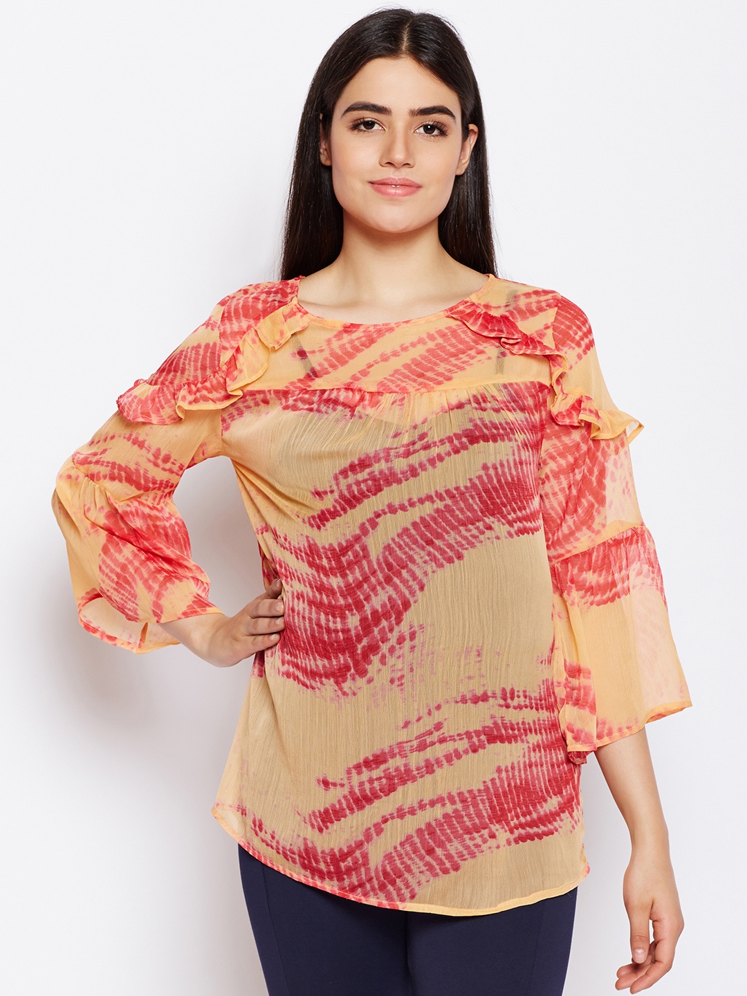 

Oxolloxo Women Orange Printed Top