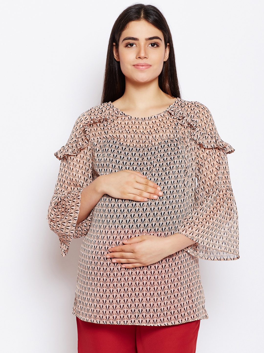 

Oxolloxo Women Beige Printed Top