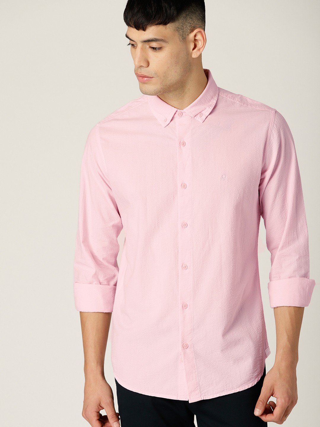 

United Colors of Benetton Men Pink Slim Fit Solid Casual Shirt