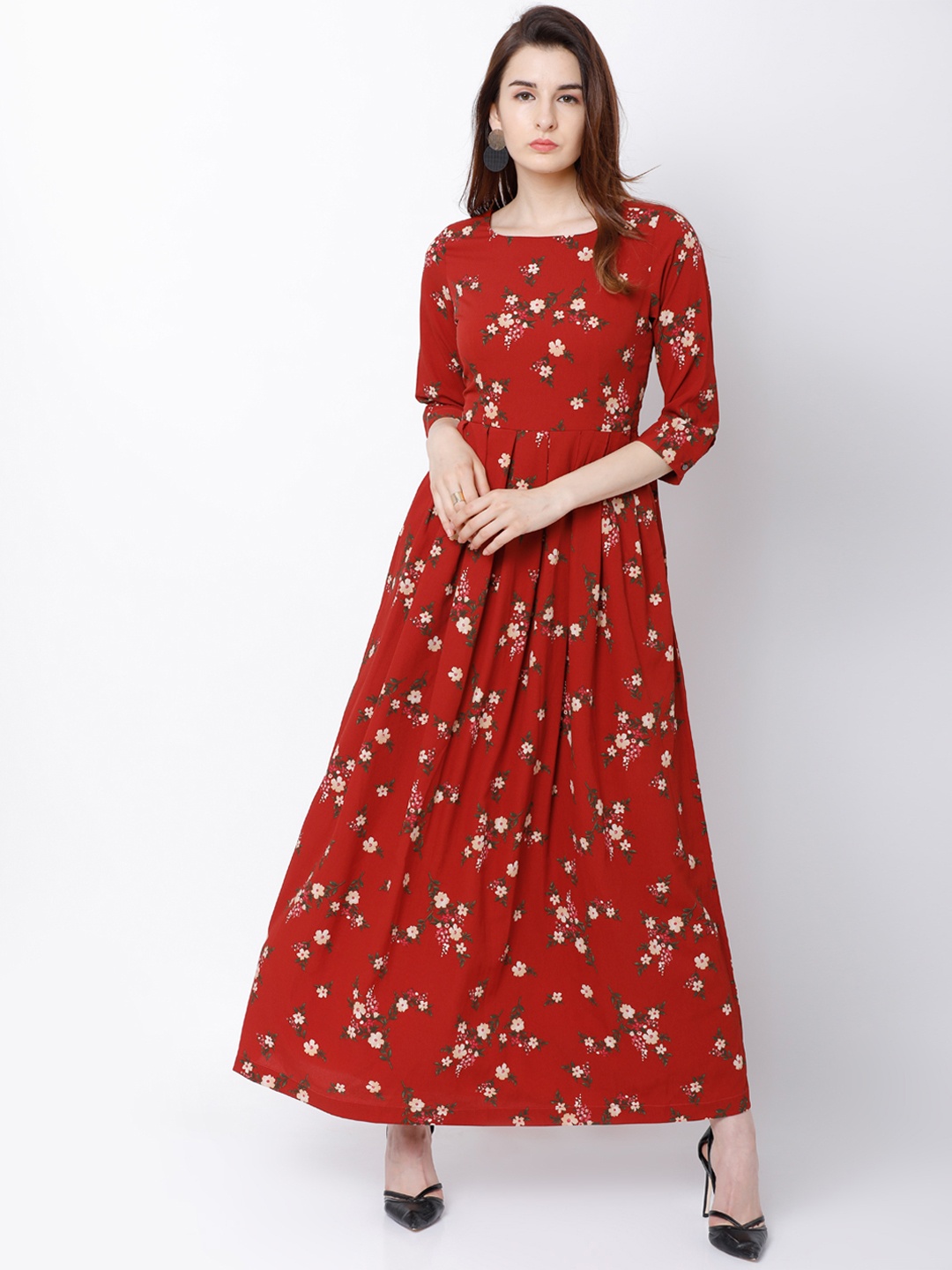 

Tokyo Talkies Women Red Printed Maxi Dress