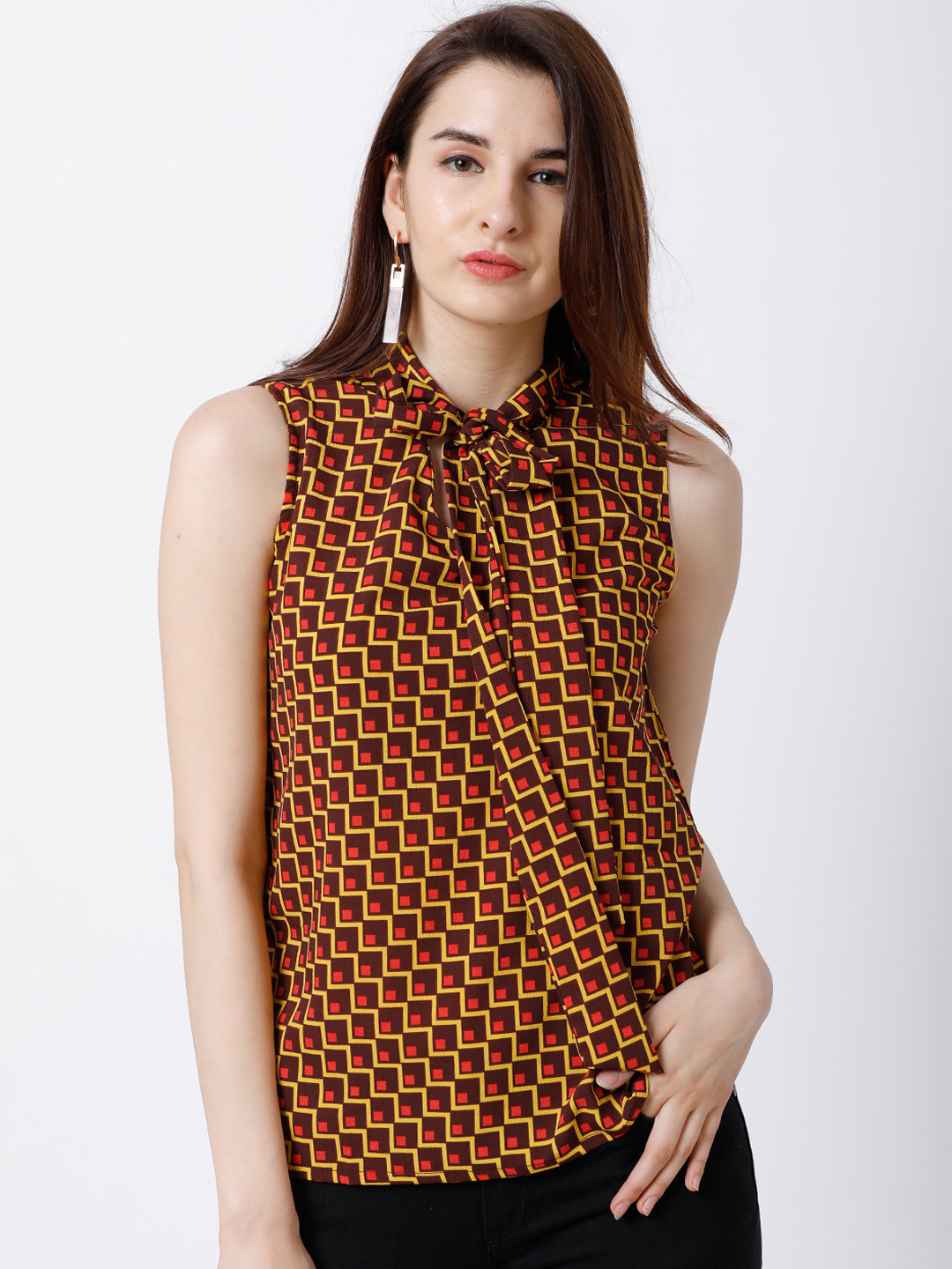 

Tokyo Talkies Women Brown Printed Top