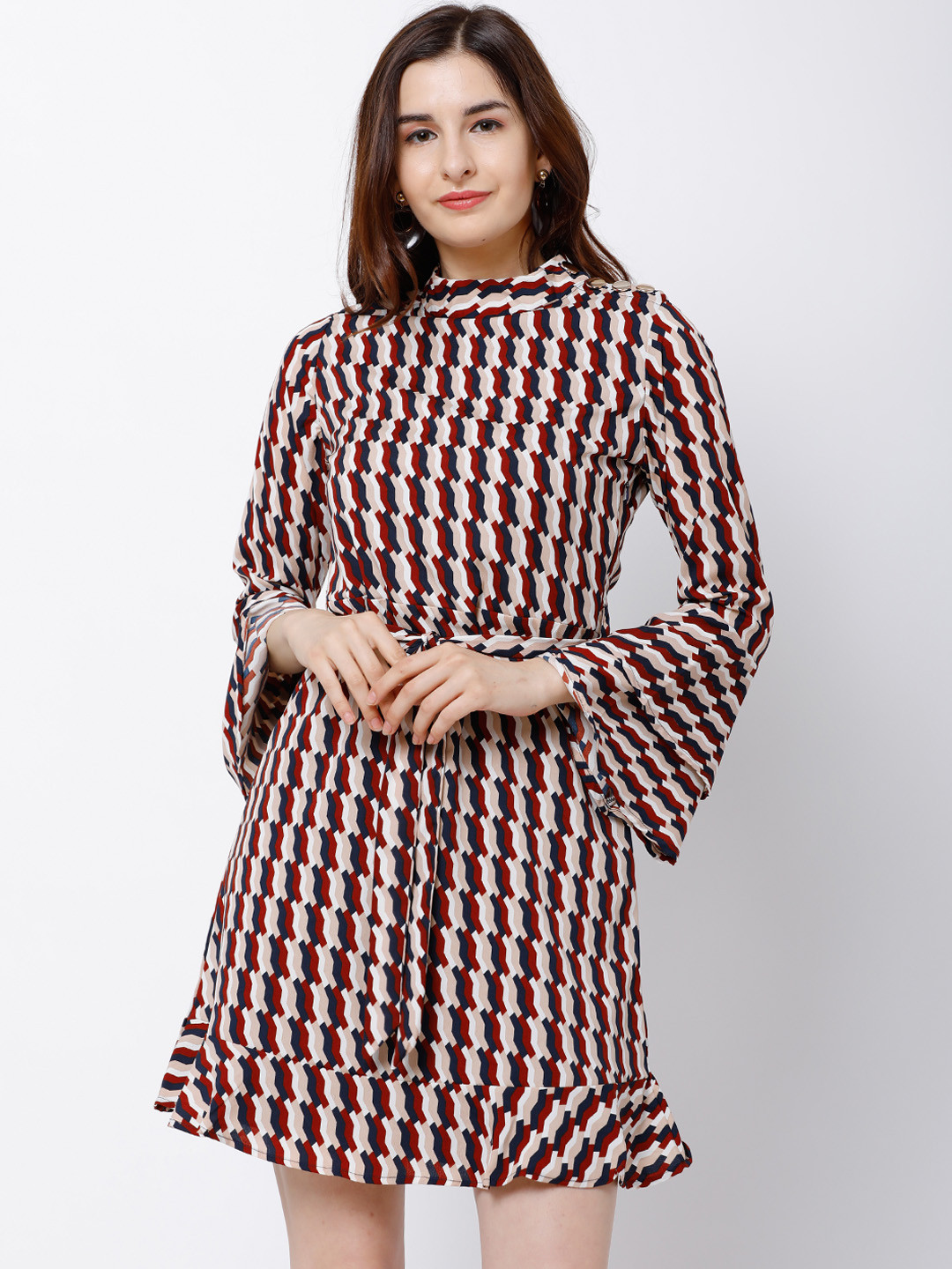 

Tokyo Talkies Women Maroon & White Printed Fit and Flare Dress
