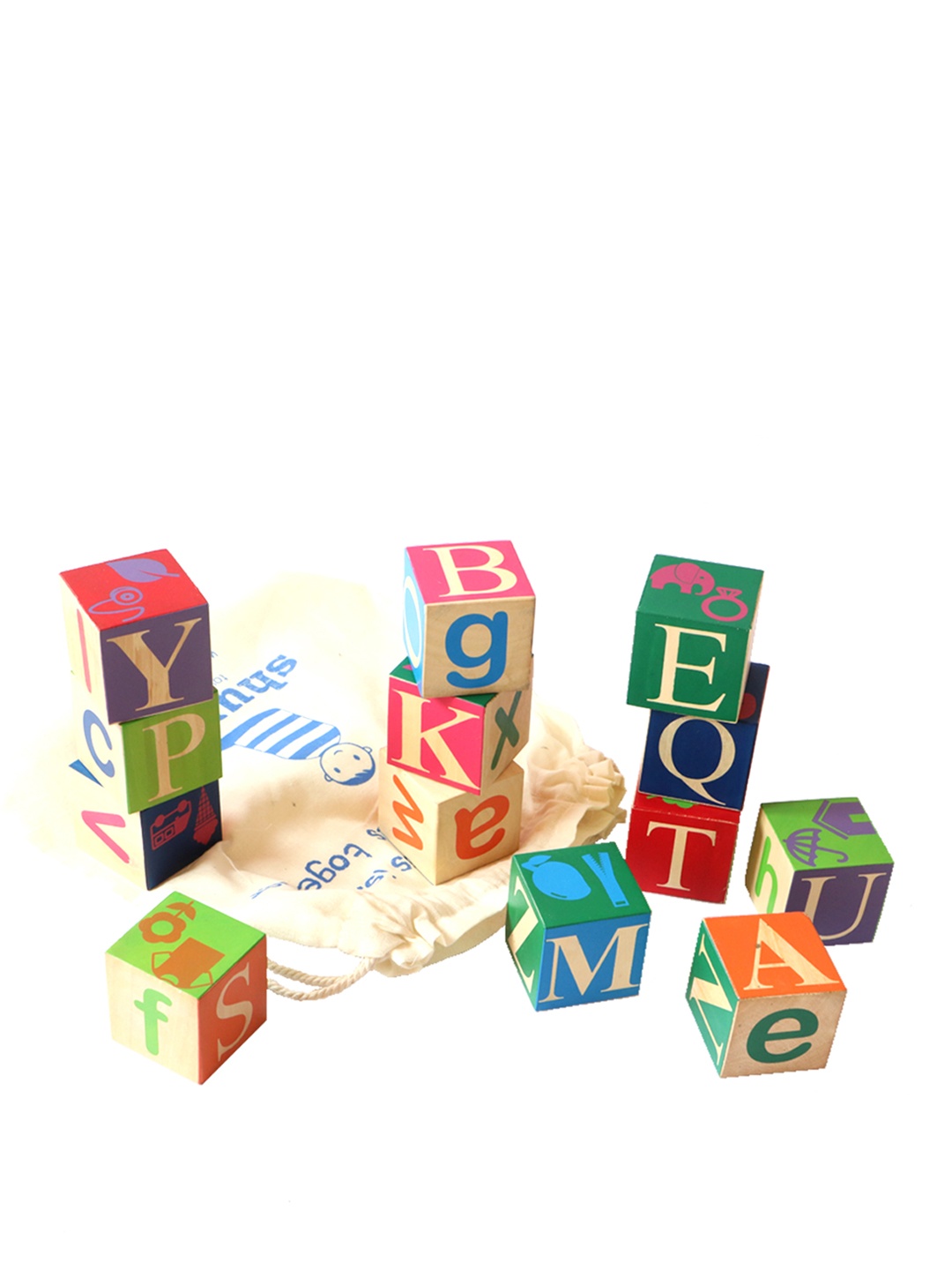 

shumee Kids Multicoloured Wooden Alpha Blocks, Multi