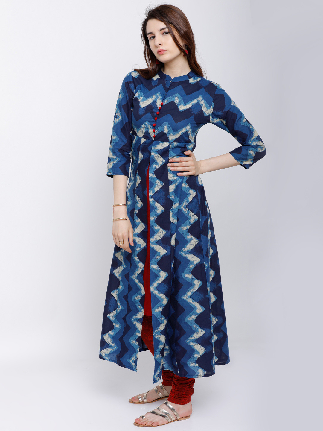 

Vishudh Women Blue Printed A-Line Kurta