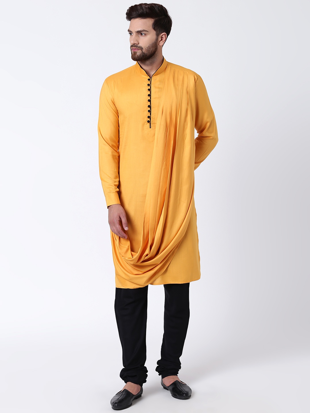 

I Know Men Mustard Solid Straight Kurta
