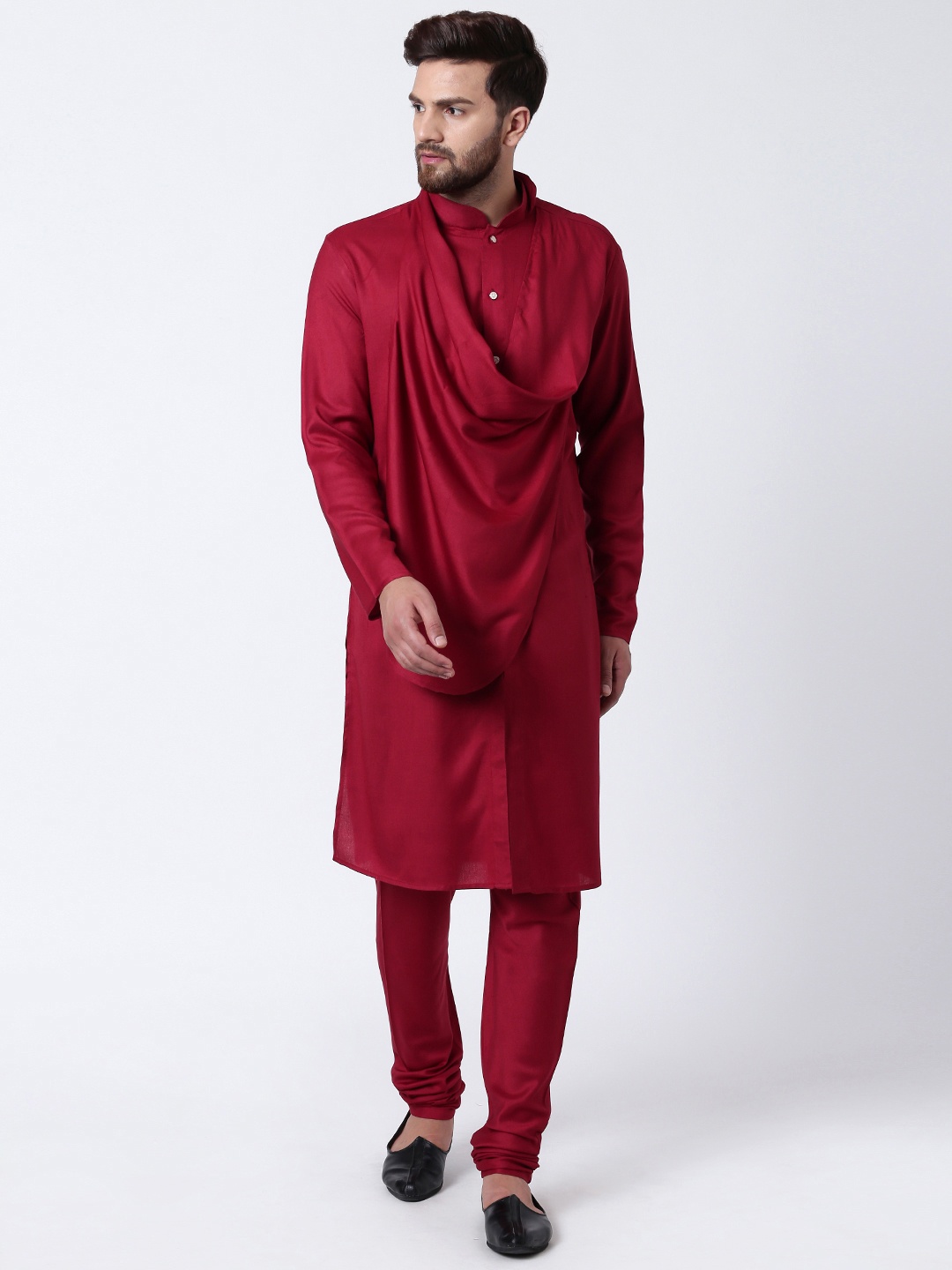 

I Know Men Maroon Solid Straight Kurta