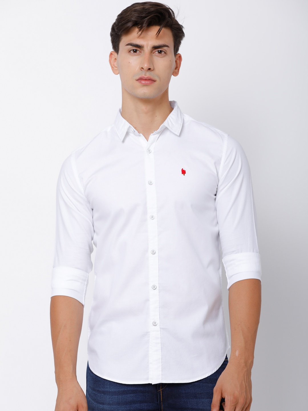 

LOCOMOTIVE Men White Slim Fit Solid Casual Shirt