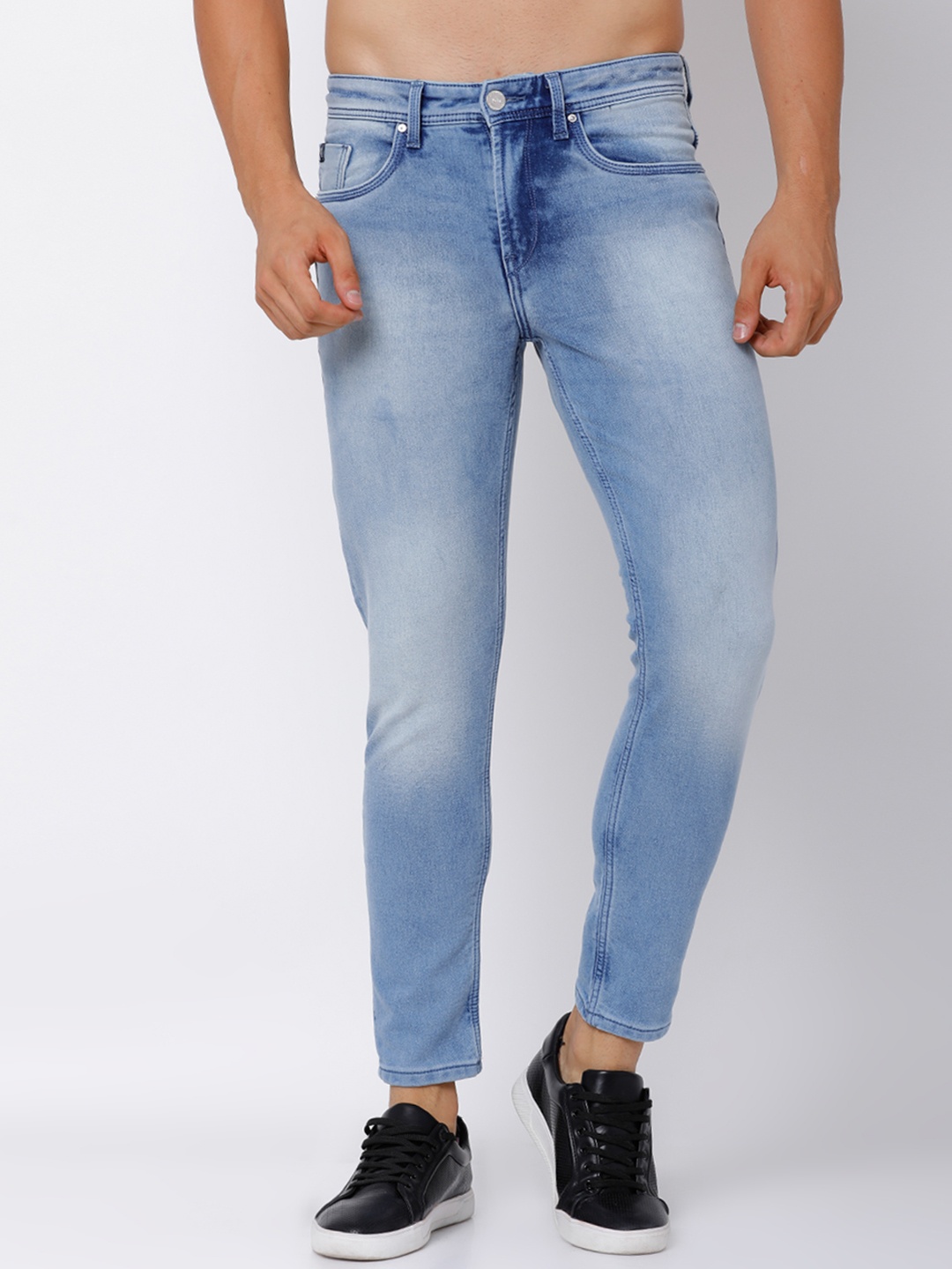 

LOCOMOTIVE Men Blue Tapered Fit Mid-Rise Clean Look Stretchable Jeans