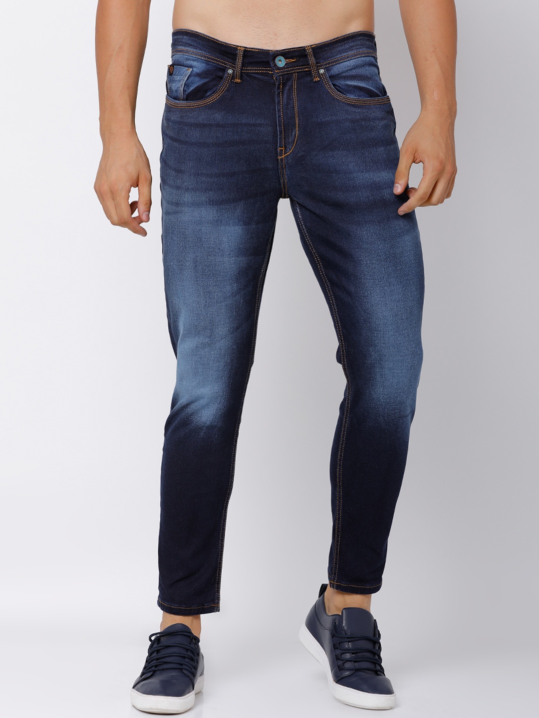 

LOCOMOTIVE Men Navy Blue Tapered Fit Mid-Rise Clean Look Stretchable Jeans