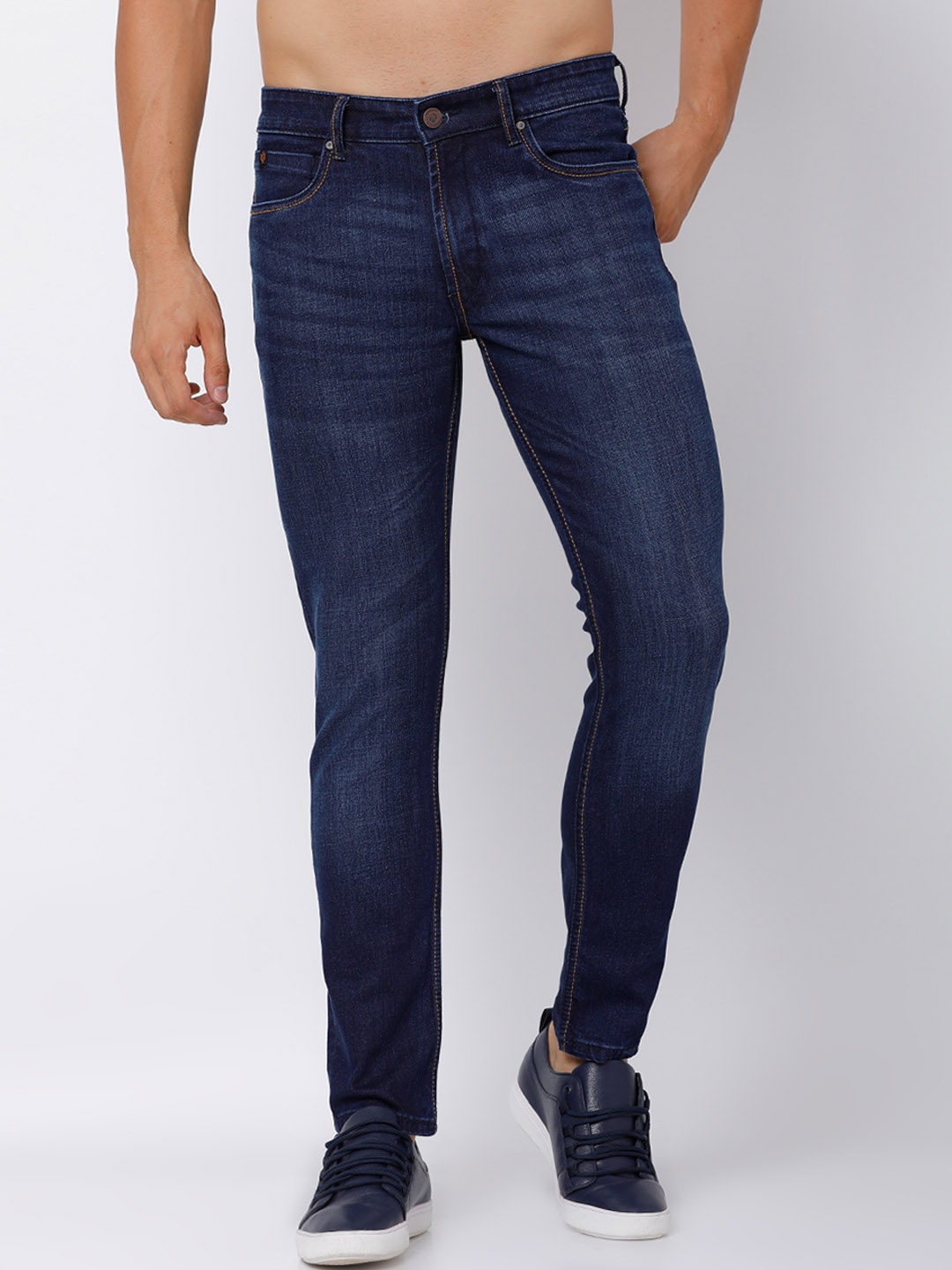 

LOCOMOTIVE Men Navy Blue Slim Fit Mid-Rise Clean Look Stretchable Jeans