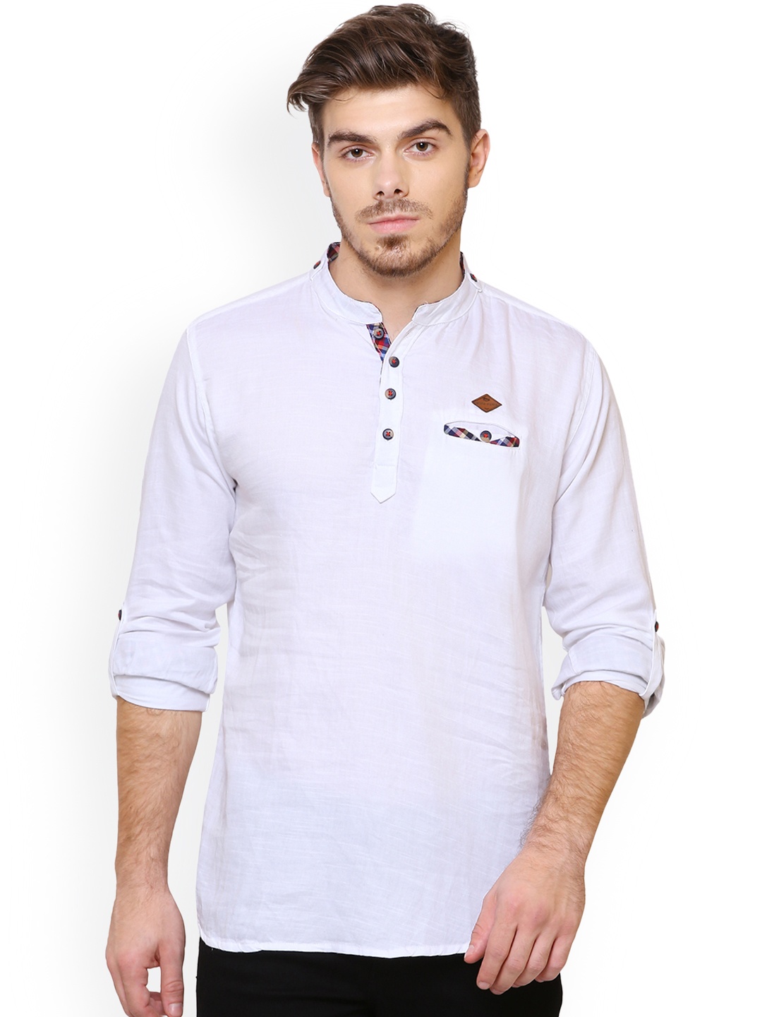 

Kuons Avenue Men White Solid Straight Kurta