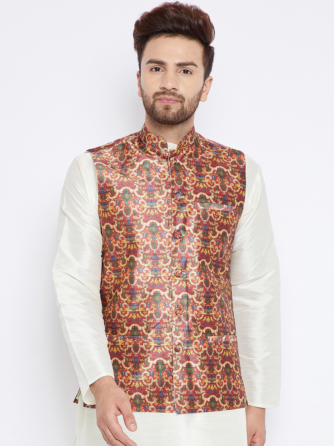

SOJANYA Men Multicoloured Printed Nehru Jacket, Multi