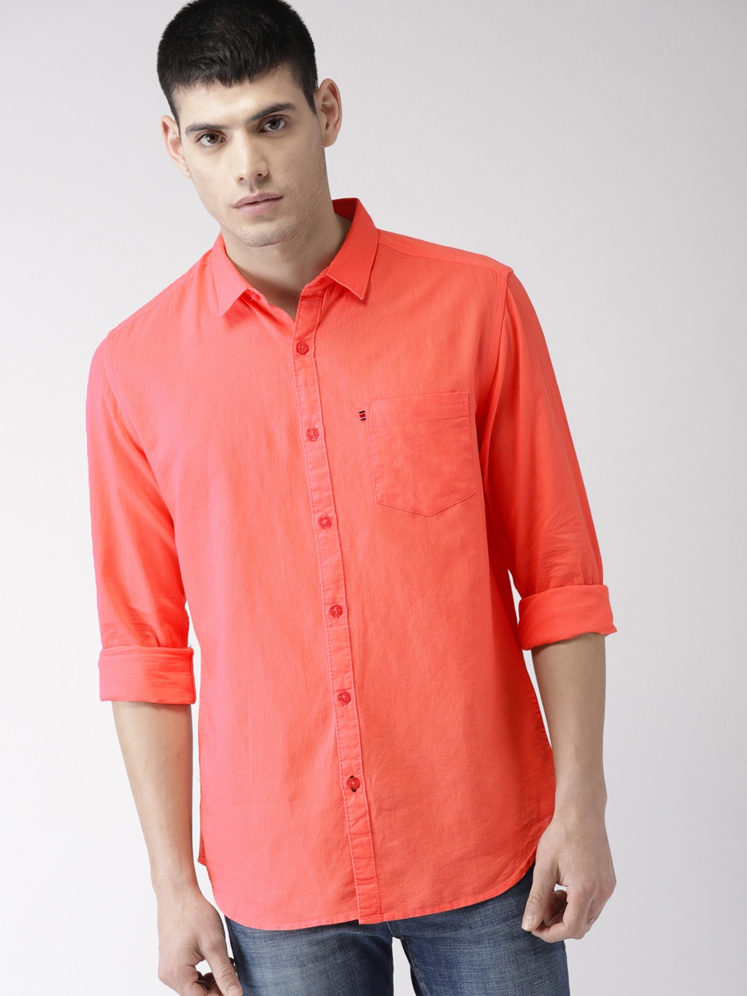 

HIGHLANDER Men Coral Slim Fit Solid Casual Shirt