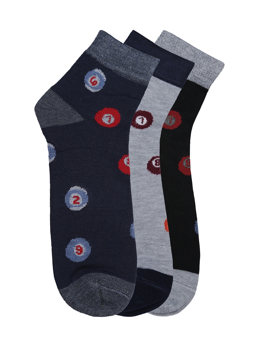 

Alvaro Castagnion Men Pack of 3 Assorted Ankle-Length Socks, Black