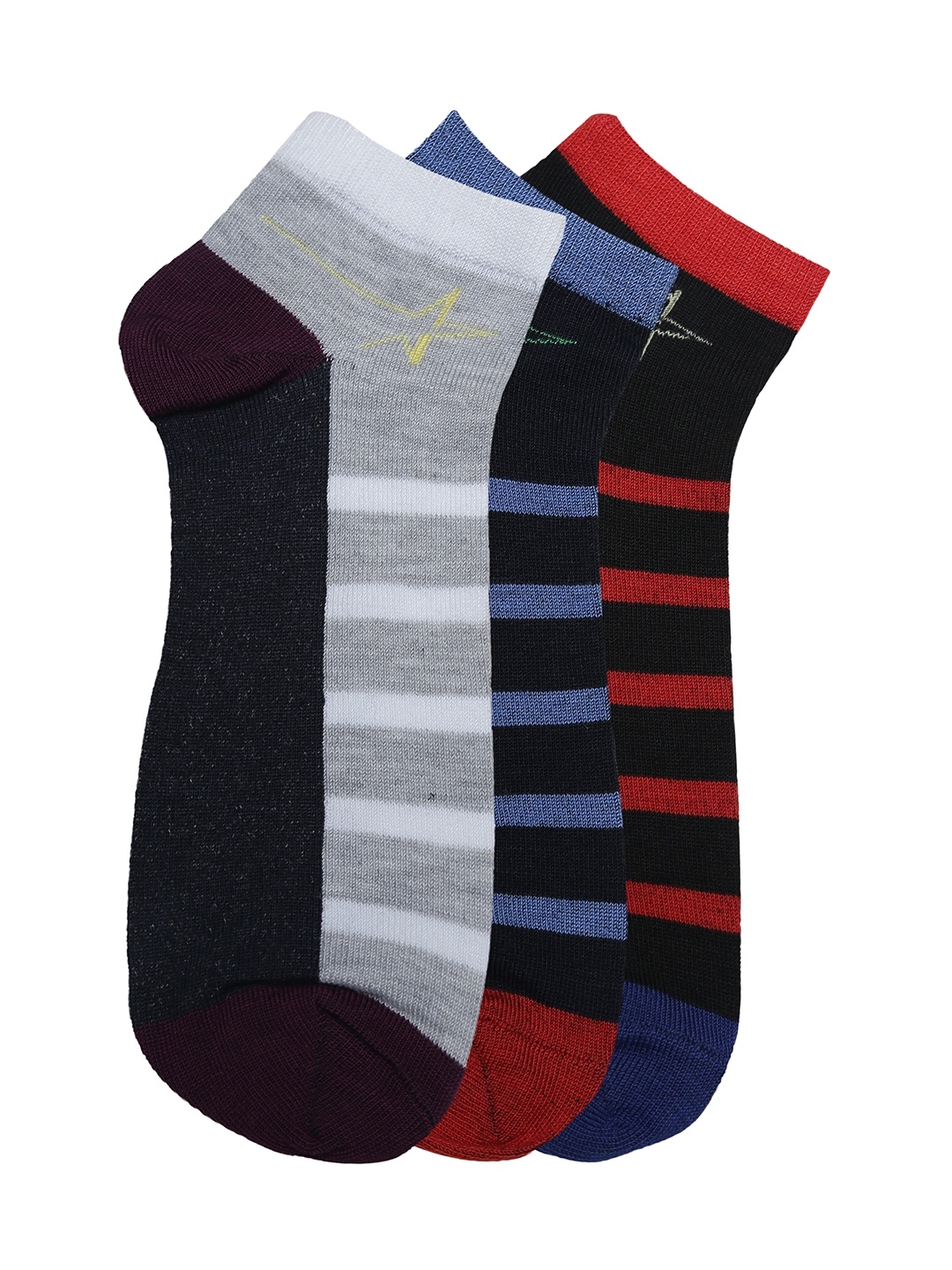 

Alvaro Castagnion Men Pack of 3 Assorted Ankle-Length Socks, Grey