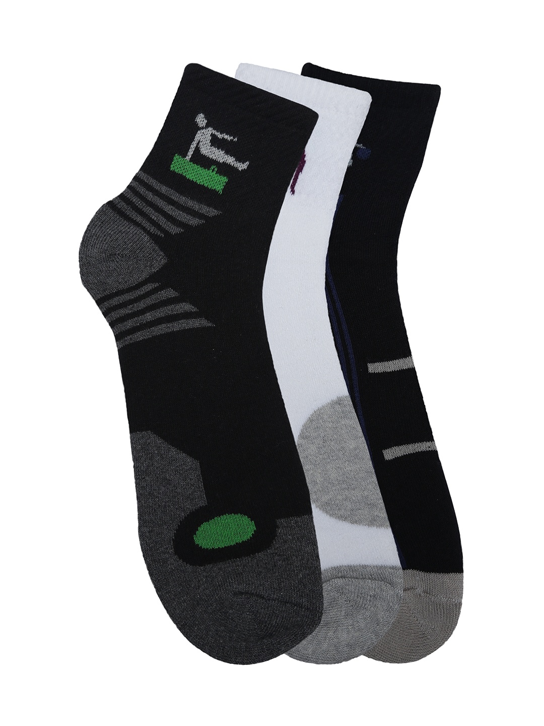 

Alvaro Castagnion Men Pack of 3 Assorted Ankle-Length Socks, Black