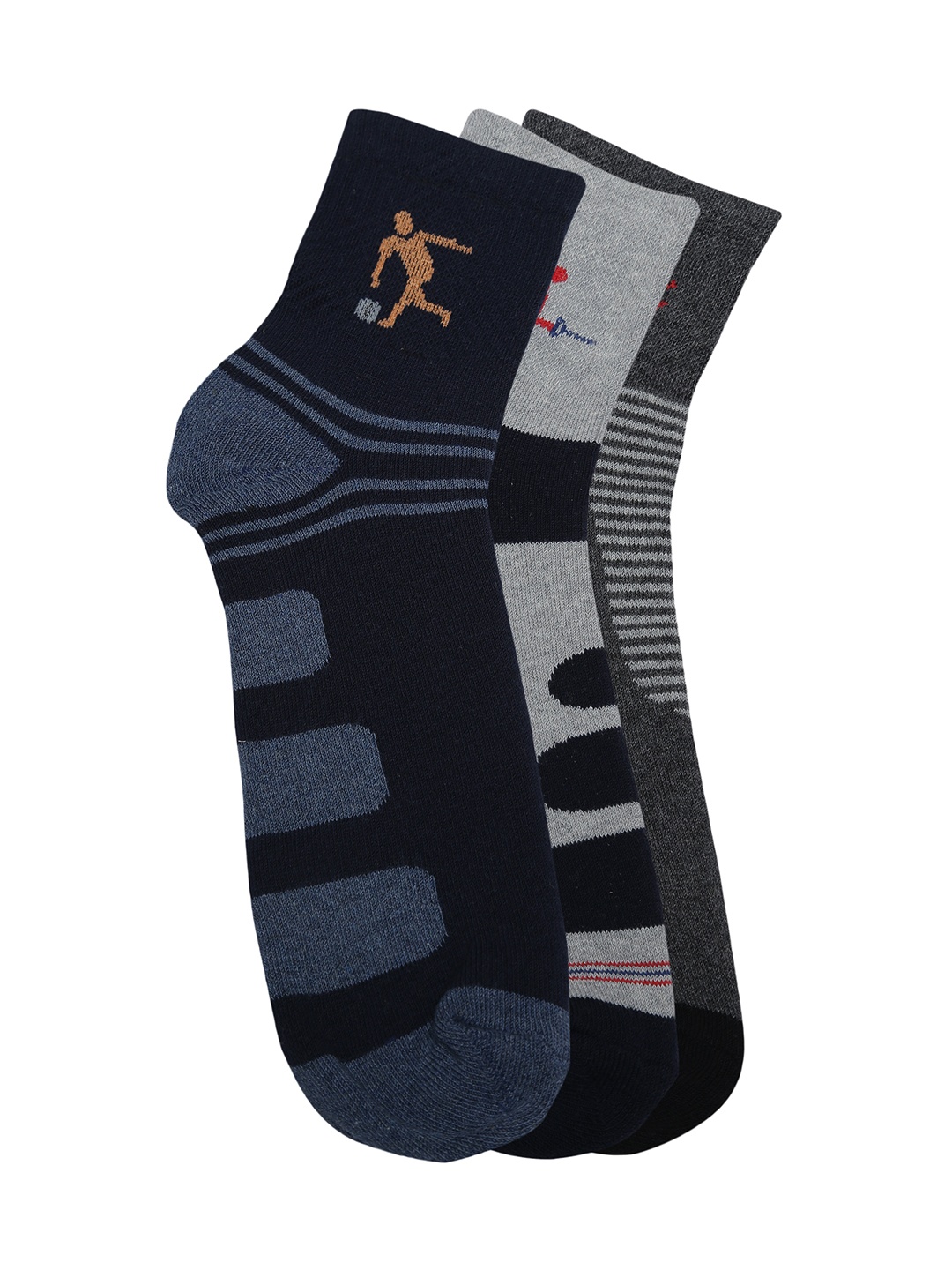 

Alvaro Castagnion Men Pack of 3 Assorted Ankle-Length Socks, Grey