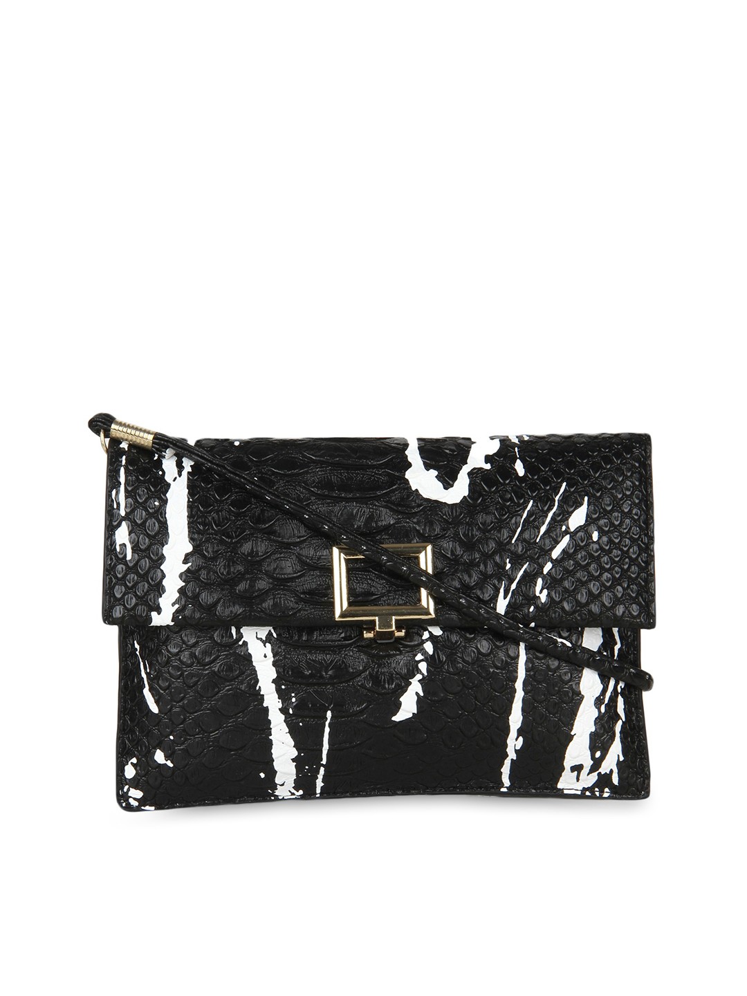 

Moedbuille Black & White Printed Clutch