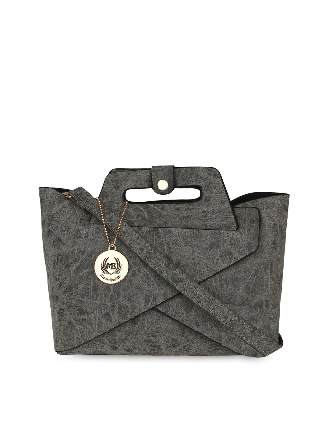 

Moedbuille Grey Textured Handheld Bag