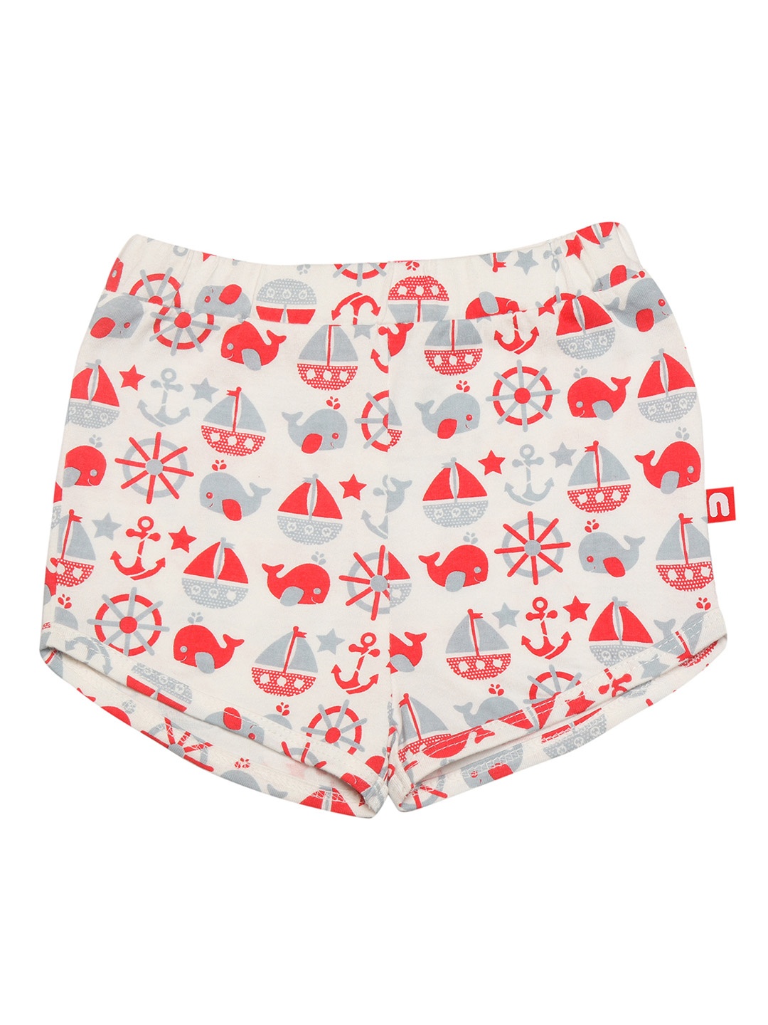 

Nino Bambino Girls Off-White & Red Organic Cotton Printed Regular Fit Shorts