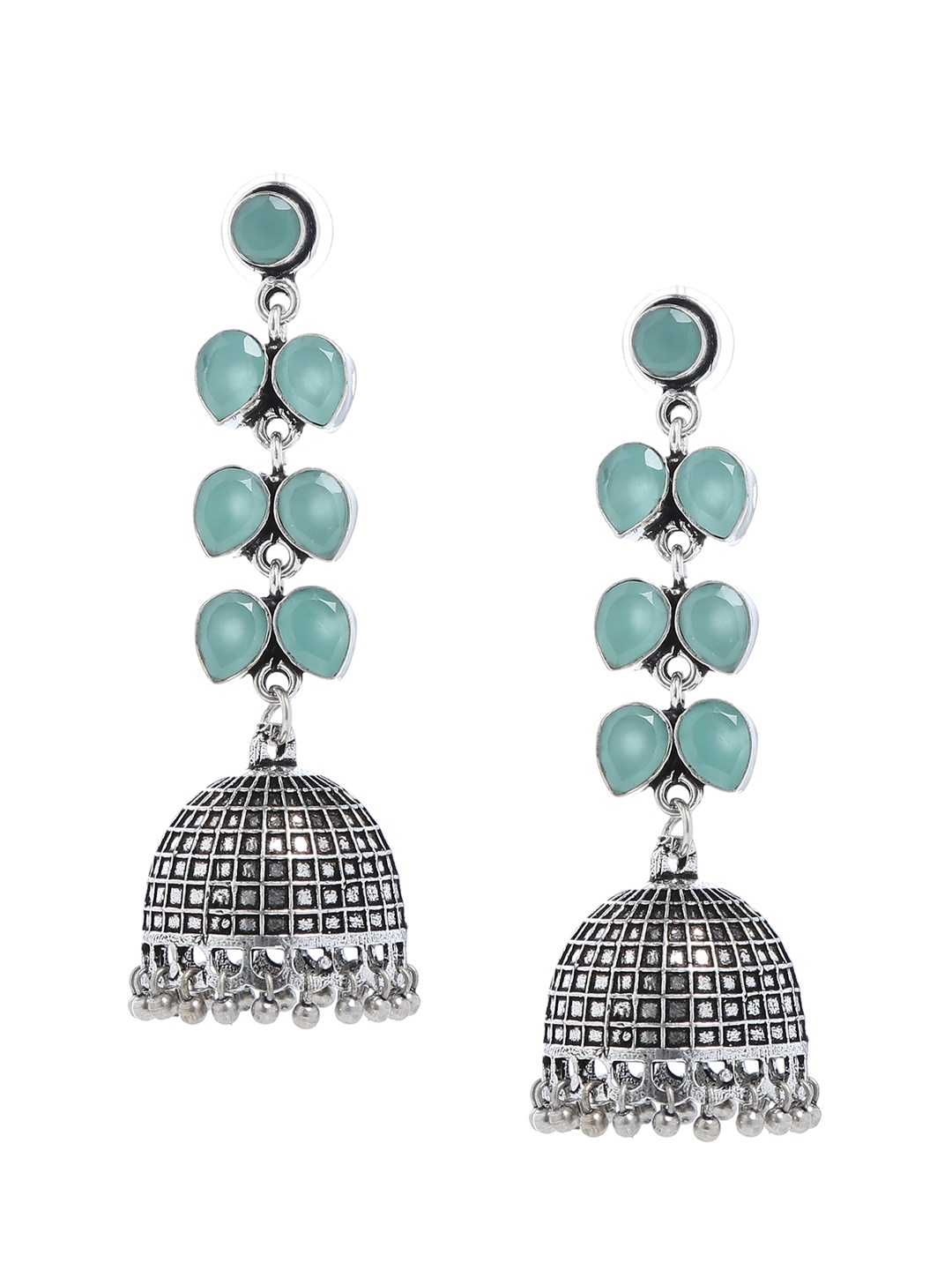 

Bamboo Tree Jewels Green Dome Shaped Jhumkas