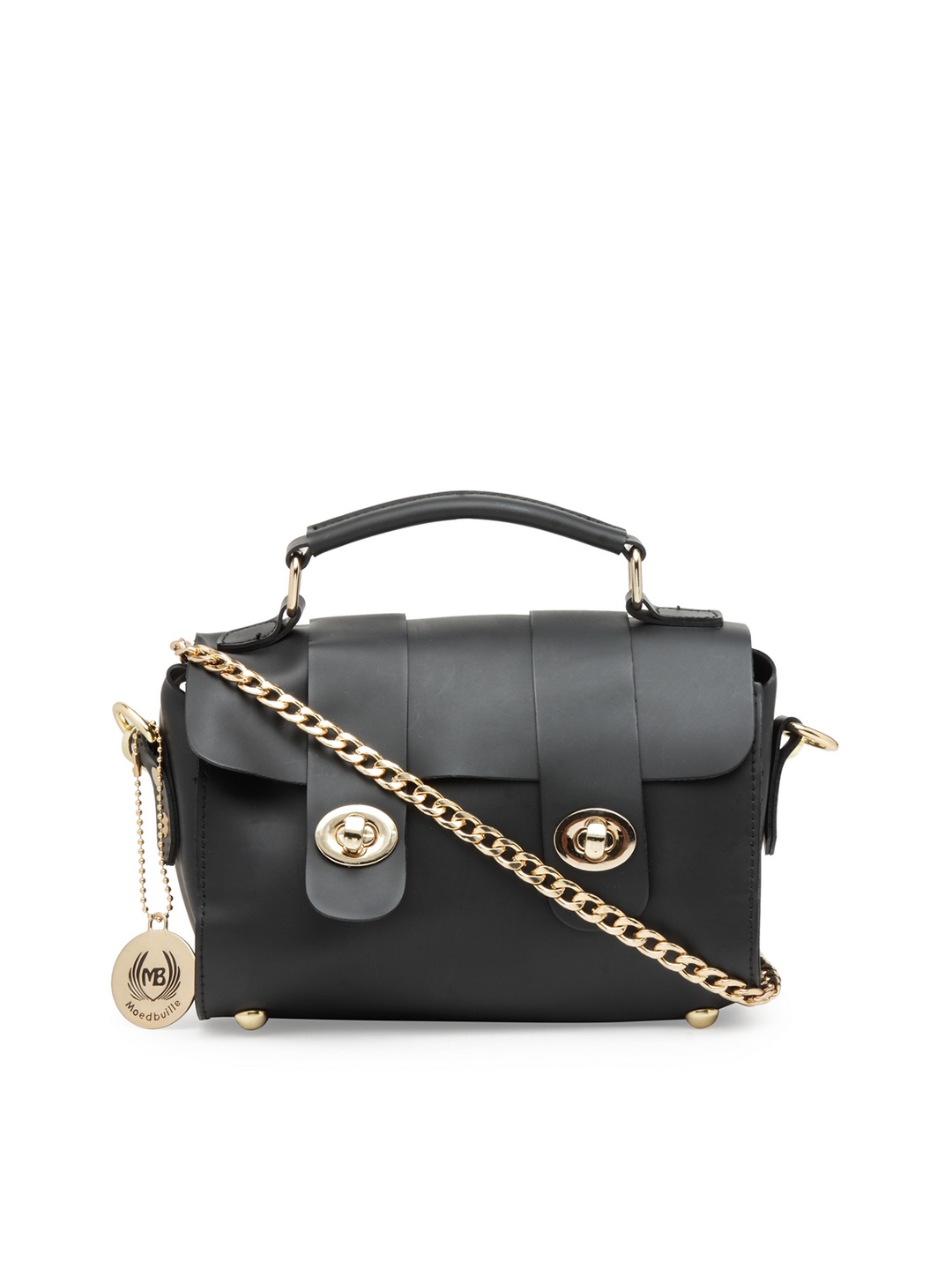 

Moedbuille Black Solid Satchel Bag