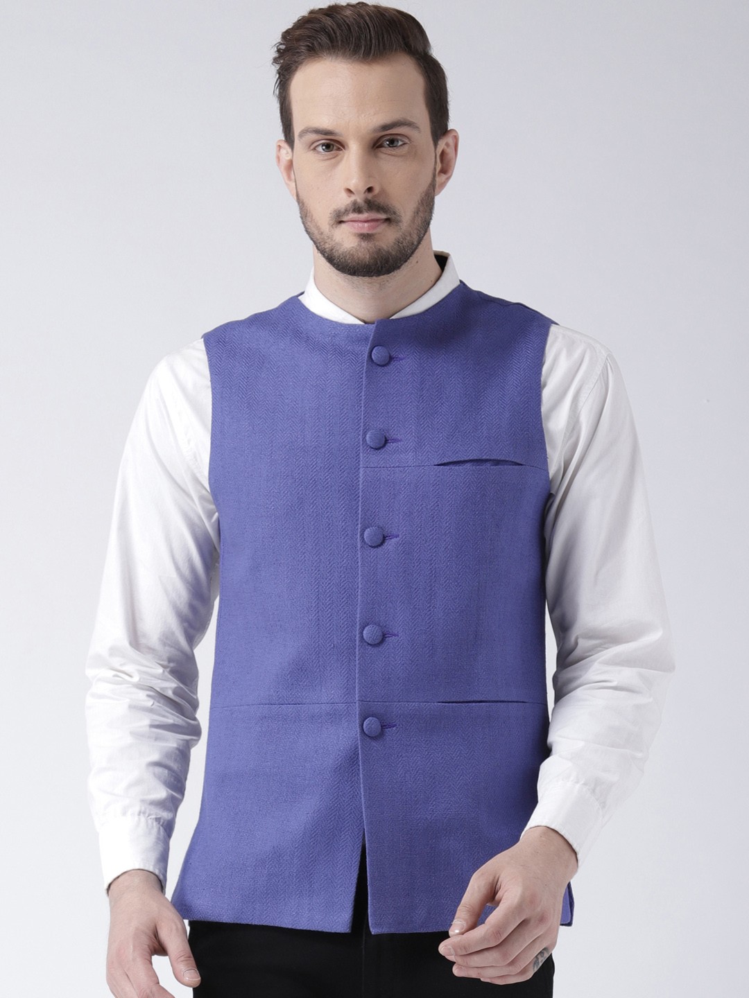 

KISAH Men Blue Solid Lightweight Nehru Jacket