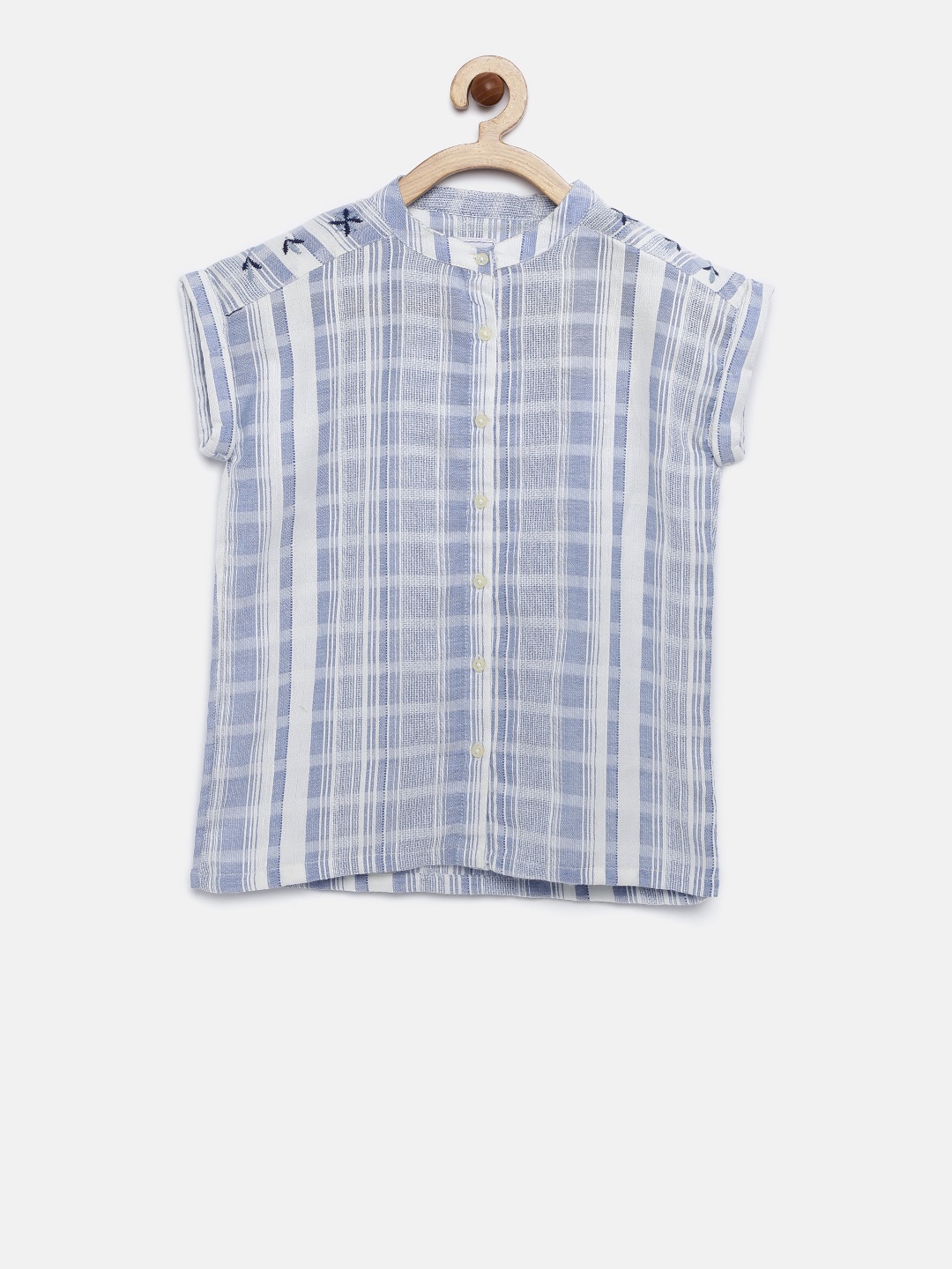 

Lee Cooper Girls Blue & White Regular Fit Self Design Casual Shirt