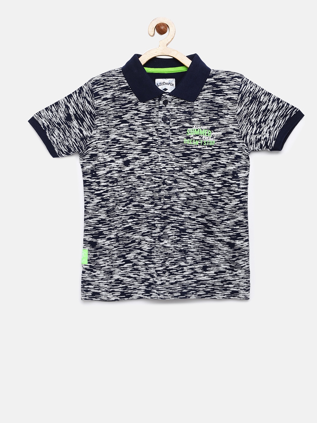 

Lee Cooper Boys Navy Blue Self Design Polo Collar T-shirt