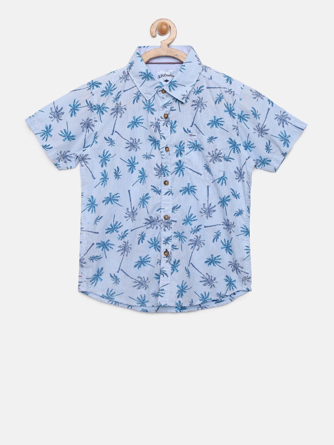 

Lee Cooper Boys Blue Regular Fit Printed Casual Shirt