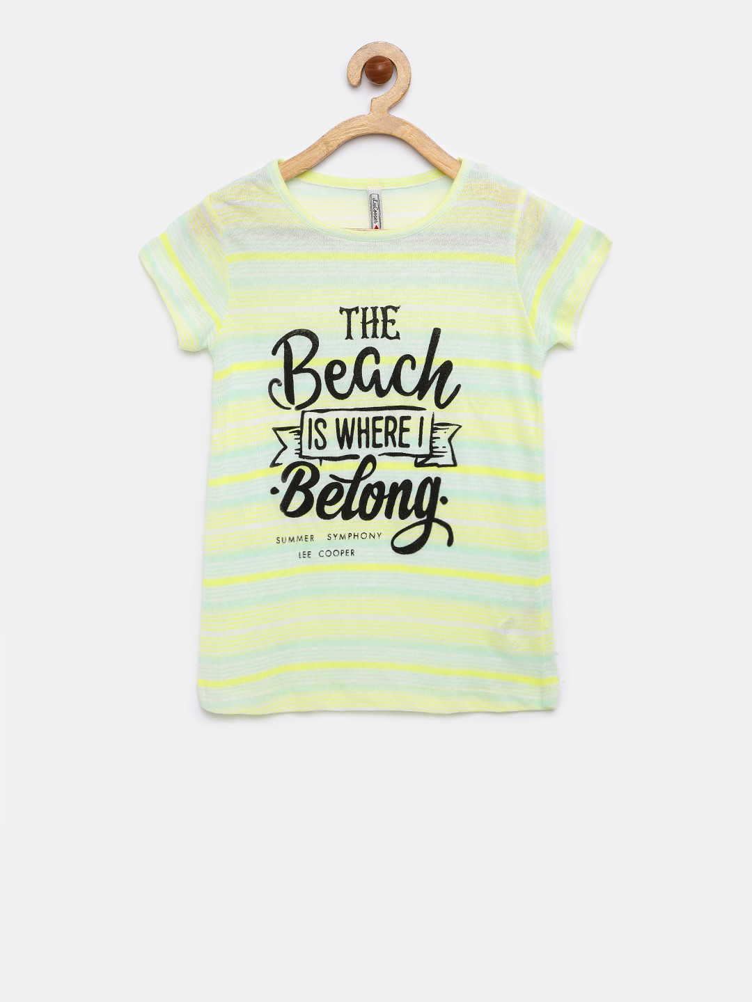 

Lee Cooper Girls Yellow & Green Printed Round Neck T-shirt