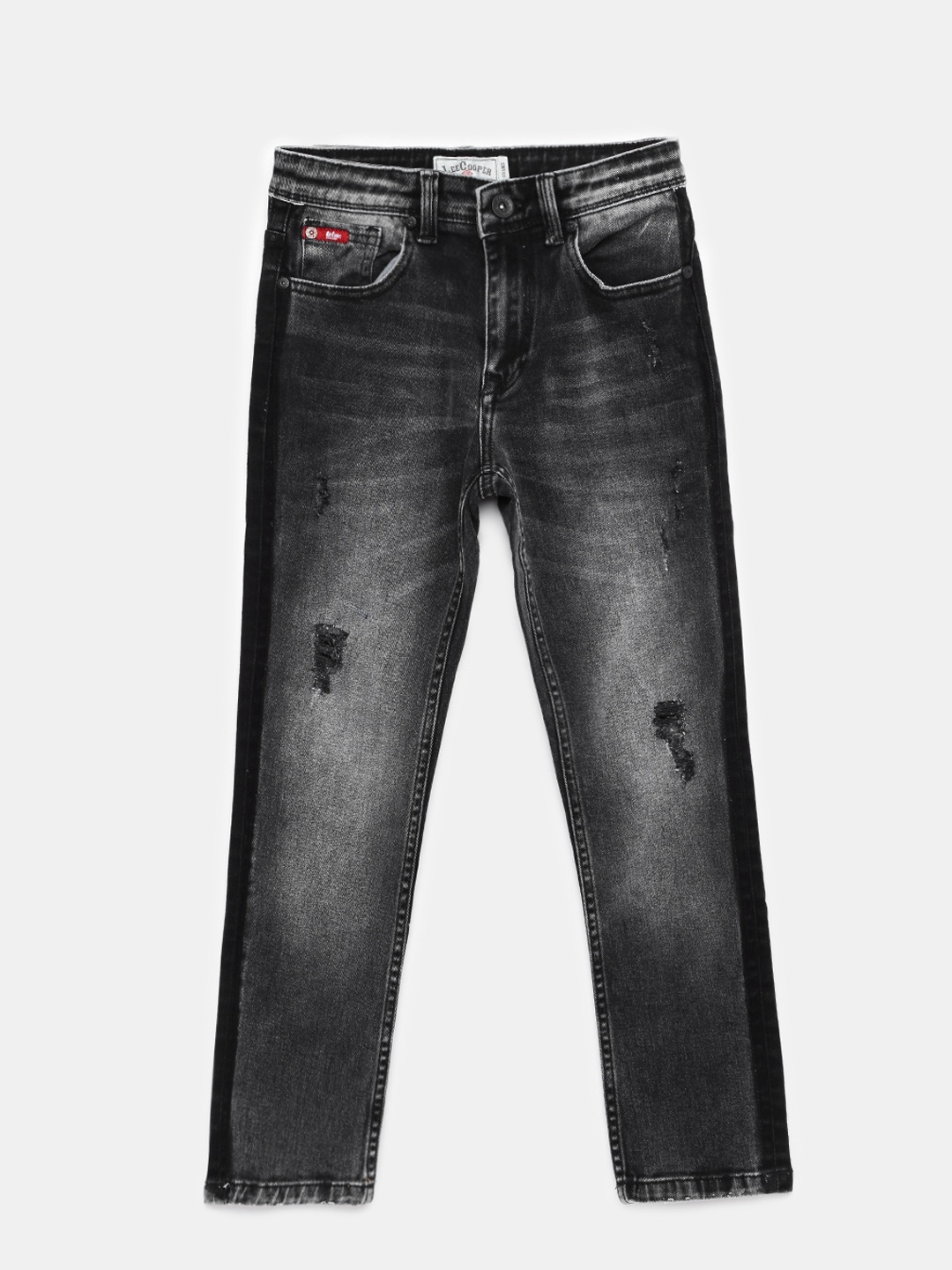 

Lee Cooper Boys Black Slim Fit Mid-Rise Mildly Distressed Stretchable Jeans