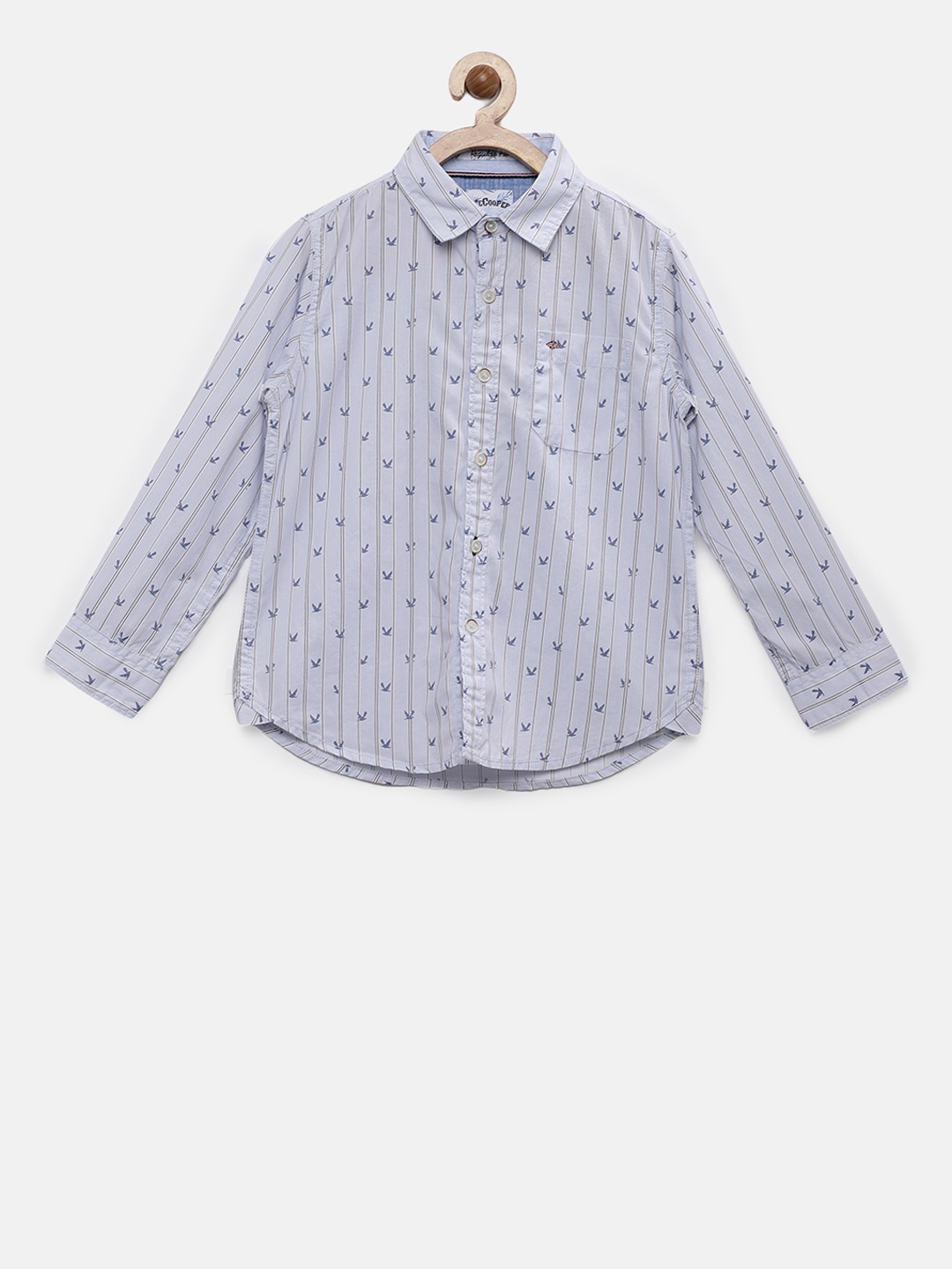 

Lee Cooper Boys Blue Regular Fit Printed Casual Shirt