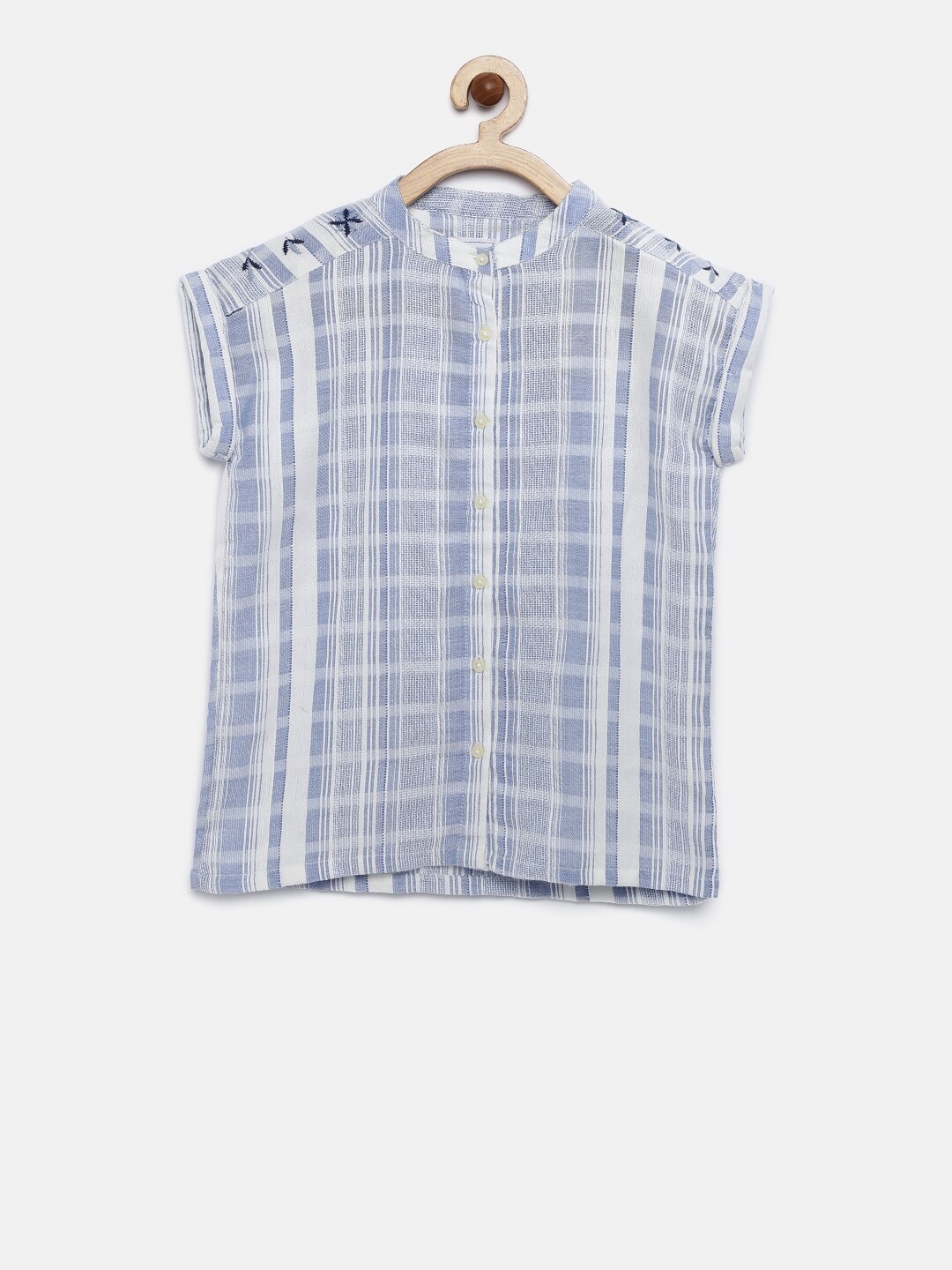 

Lee Cooper Girls Blue & White Striped Pure Cotton Top