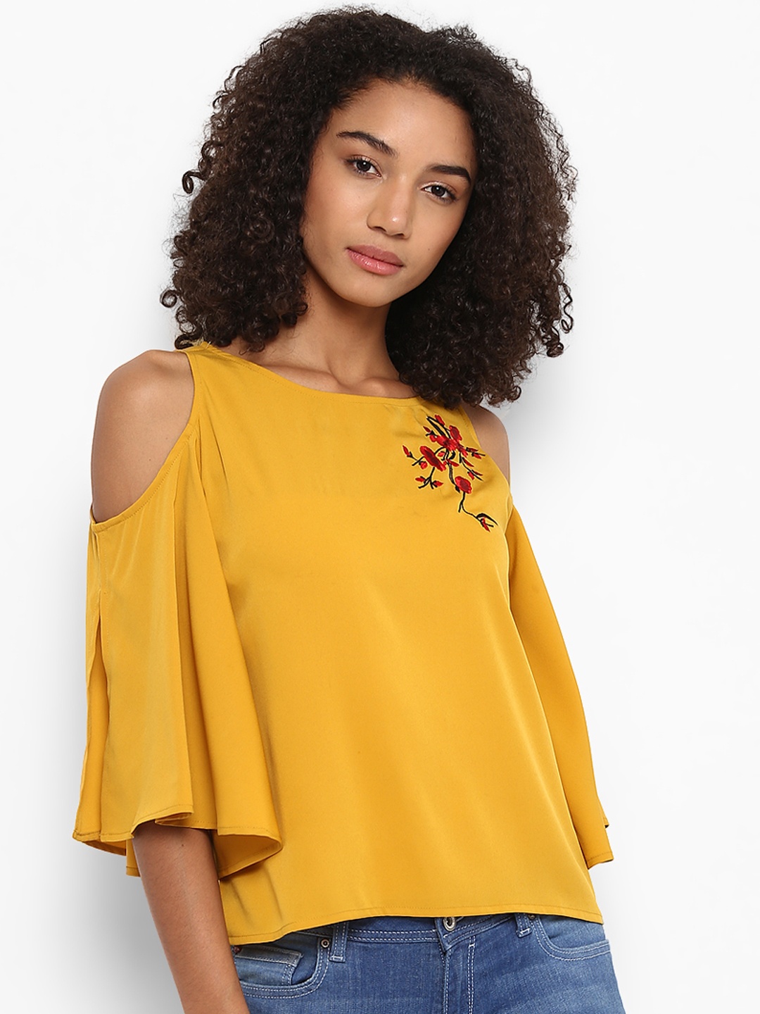 

Harpa Women Mustard Solid A-Line Top