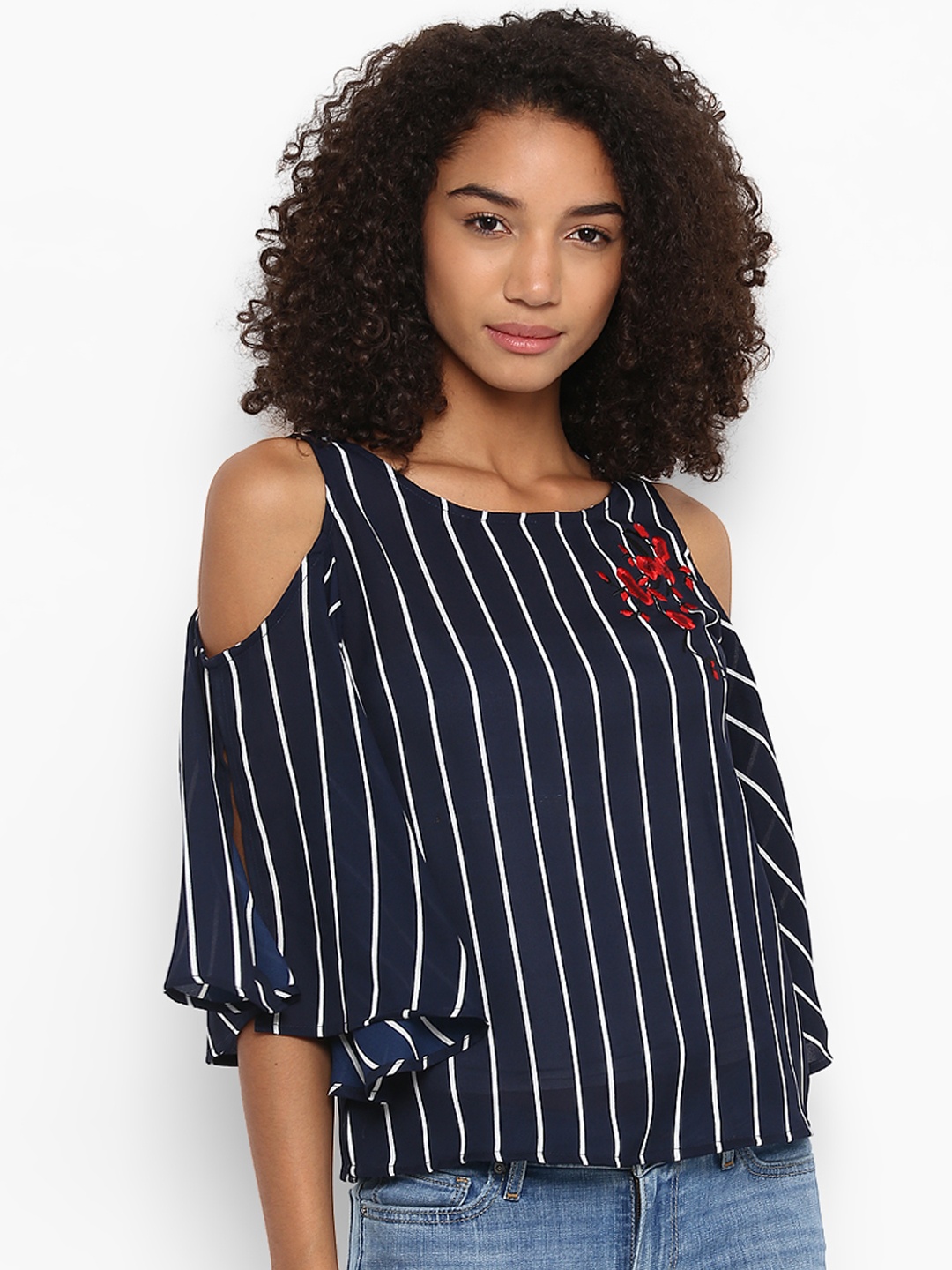 

Harpa Women Navy Blue Striped Top