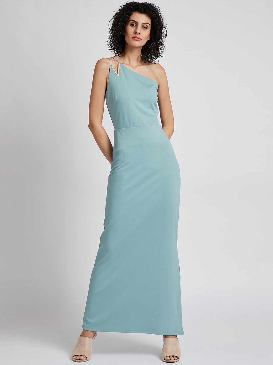 

Kazo Women Blue Solid Maxi Dress