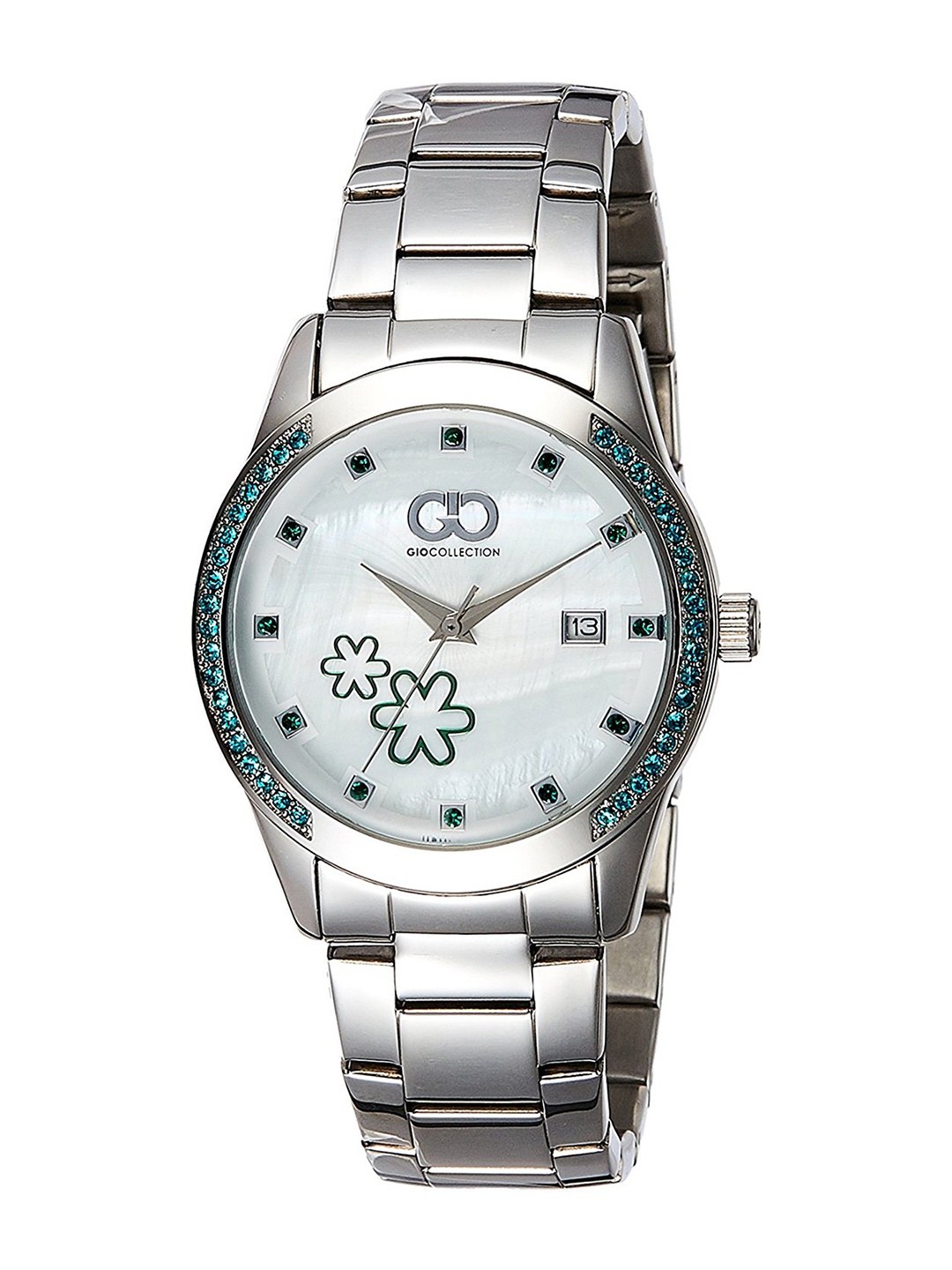 

GIO COLLECTION Women Silver-Toned & Off-White Embellished Analogue Watch