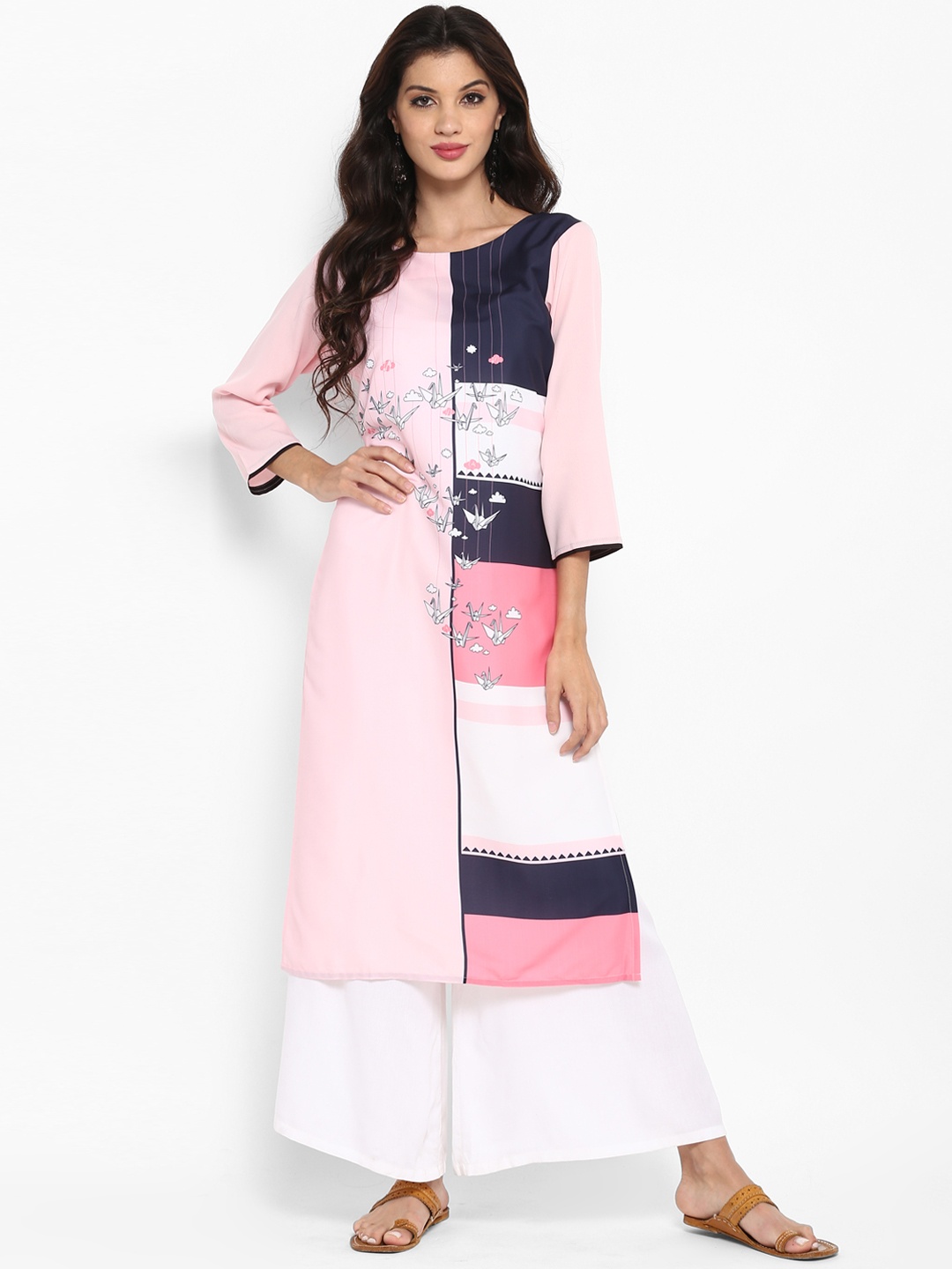 

Vaamsi Women Pink Digital Print Straight Kurta
