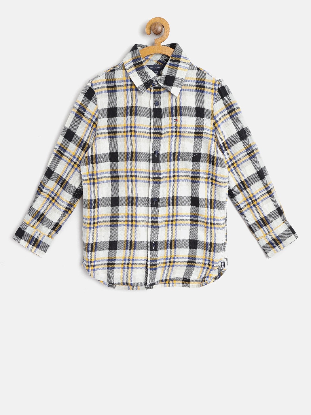 

Tommy Hilfiger Boys Off-White & Black Regular Fit Checked Casual Shirt