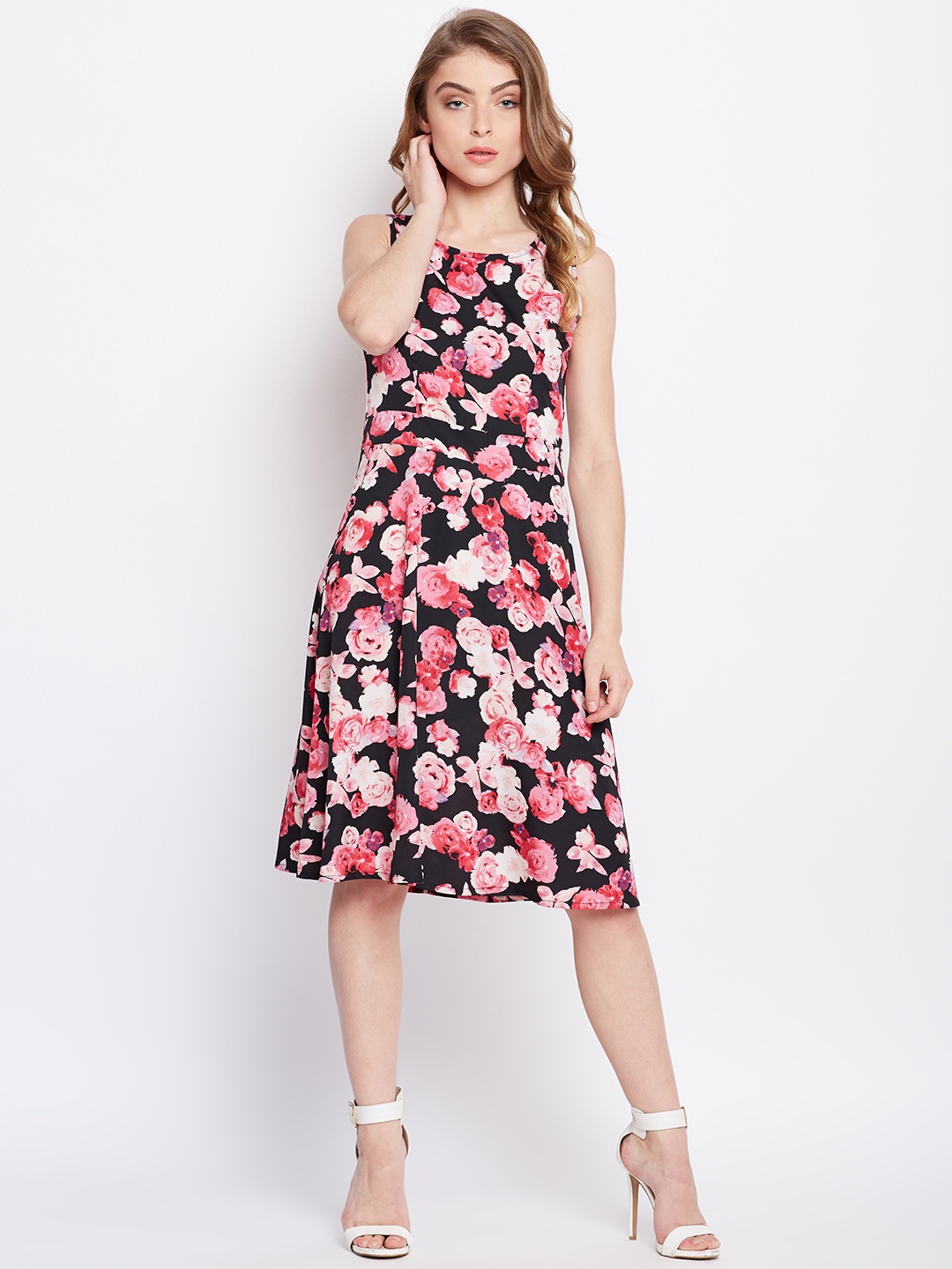 

WISSTLER Women Red Printed Fit and Flare Dress
