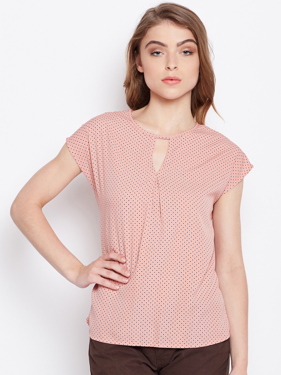 

WISSTLER Women Peach-Coloured Printed Top