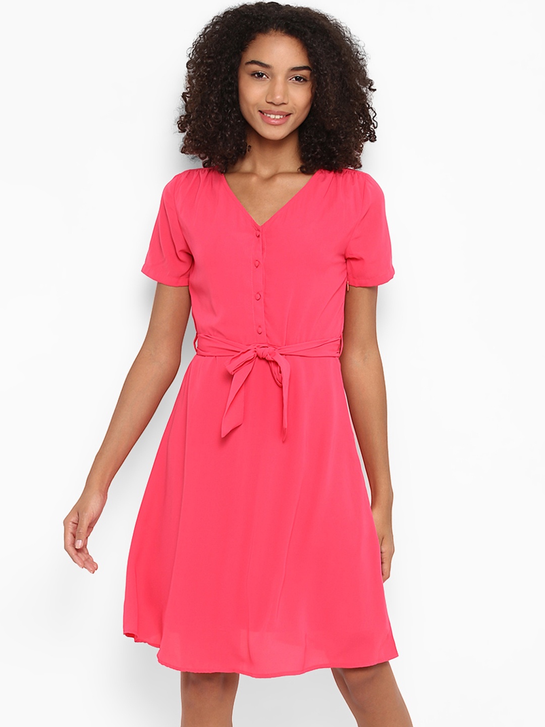 

Harpa Women Pink Solid A-Line Dress