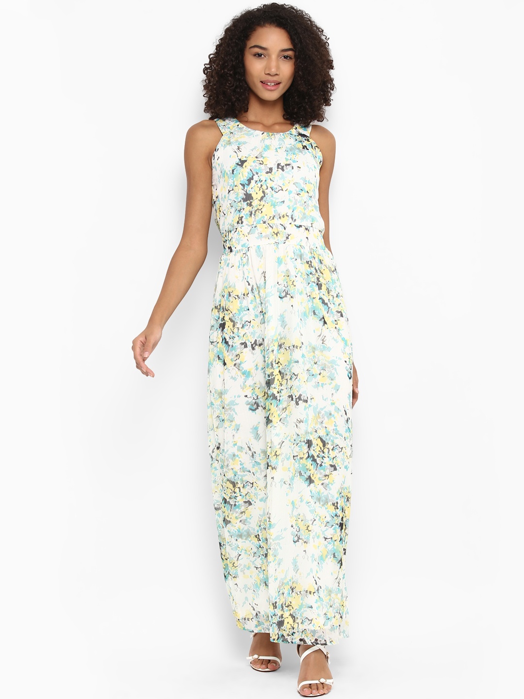 

Harpa Women White Printed Maxi Dress