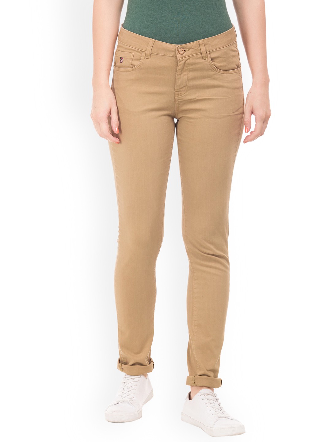 

U.S. Polo Assn. Women Women Beige Skinny Fit Solid Chinos